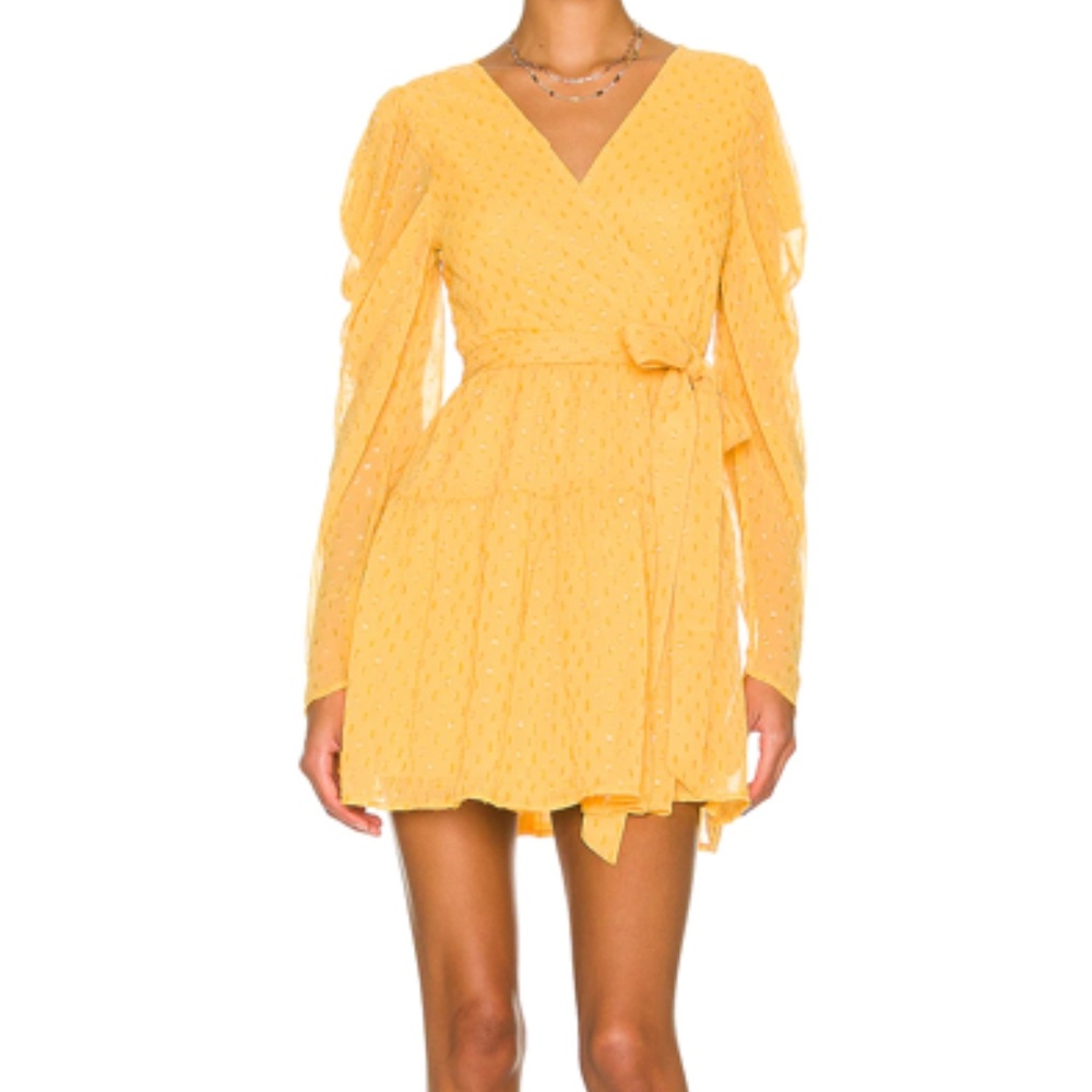Lovers and Friends Wrap Style Dress Yellow chiffon Size L